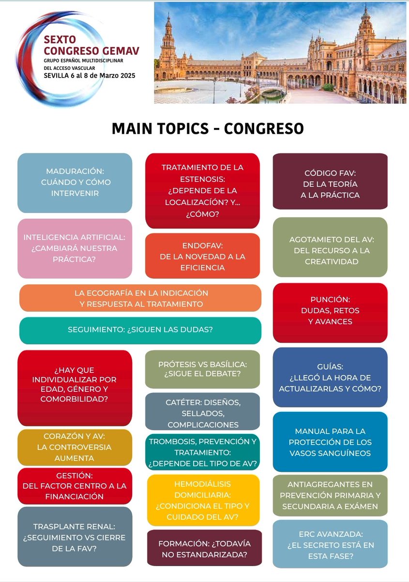 📣¿Tienes ya apuntada la cita anual de #accesovascular? 🙌

➡️¡Te esperamos del 6 al 8 de marzo en el Sexto Congreso #Gemav en #Sevilla!!!

<a href="/GEMAVsociedad/">GEMAV</a> <a href="/msalgueira/">Mercedes Salgueira</a> <a href="/srdeleiras/">Sergio R. de Leiras</a> <a href="/ANROVALE/">Ana Romero Valero</a> <a href="/cvelazquezCCV/">carlosvelazquezCCV</a> <a href="/MaraJessMoyano1/">María Jesús Moyano Franco</a> <a href="/HUVMacarena/">Hospital Virgen Macarena</a>