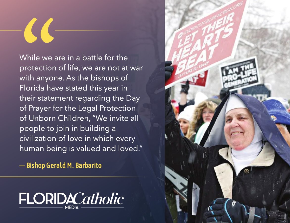 In this week's column, Bishop Gerald M. #Barbarito honors the tragic anniversary of #RoeVWade  &amp; jubilation of the National <a href="/March_for_Life/">March for Life</a> by reflecting how we are all called to protect #unbornchildren #abortion <a href="/FlaCathBps/">FL Catholic Bishops</a> 
thefloridacatholic.org/dioceses/palm-…