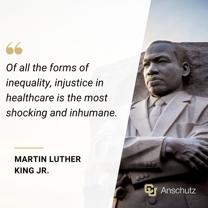 CU Anschutz Medical Campus (@cuanschutz) on Twitter photo Today, as we honor Martin Luther King Jr., we reflect on his legacy of striving for justice and equality. Dr. King's dream inspires us to break down barriers, ensuring that everyone has access to quality healthcare. Today, as we honor Martin Luther King Jr., we reflect on his legacy of striving for justice and equality. Dr. King's dream inspires us to break down barriers, ensuring that everyone has access to quality healthcare.