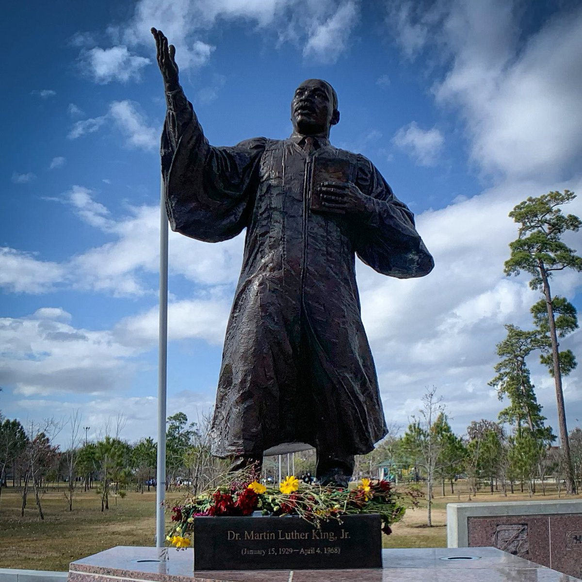 filmhouston's tweet photo. "The whirlwinds of revolt will continue to shake the foundations of our nation until the bright day of justice emerges. " - Martin Luther King Jr. (1963) #mlk #mlkday #houston #texas #mlkmemorial #macgregorpark https://t.co/ngjluP1GPl