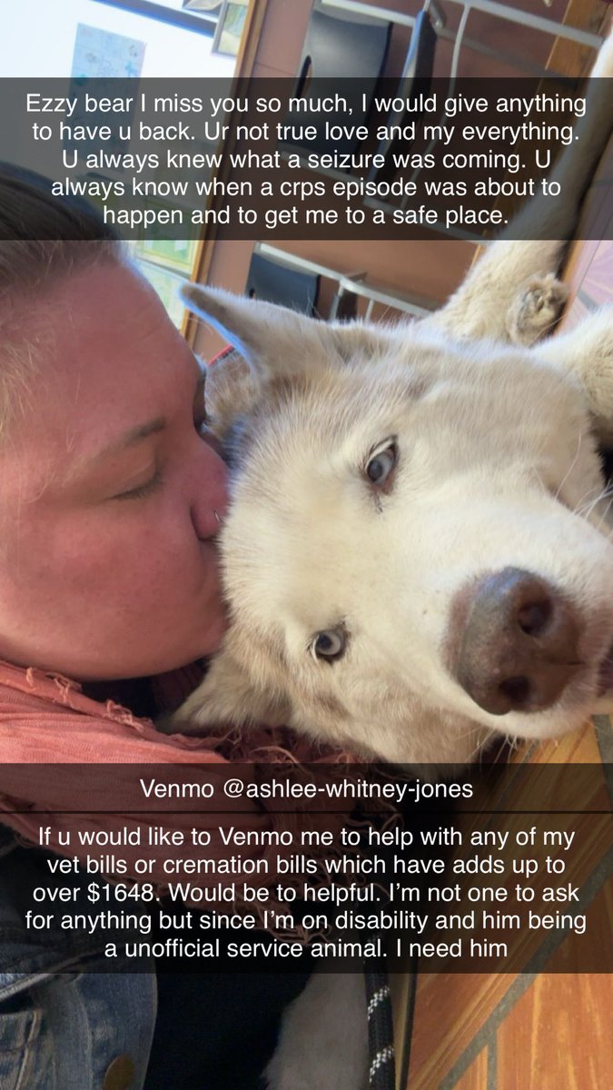 bowlingthang13's tweet photo. The best friend past away. My unofficial service dog passed away. I’m broken. I want him back. I need help with vet and cremation costs please 
Venmo @ashlee-whitney-jones https://t.co/S9nH9gFmSx