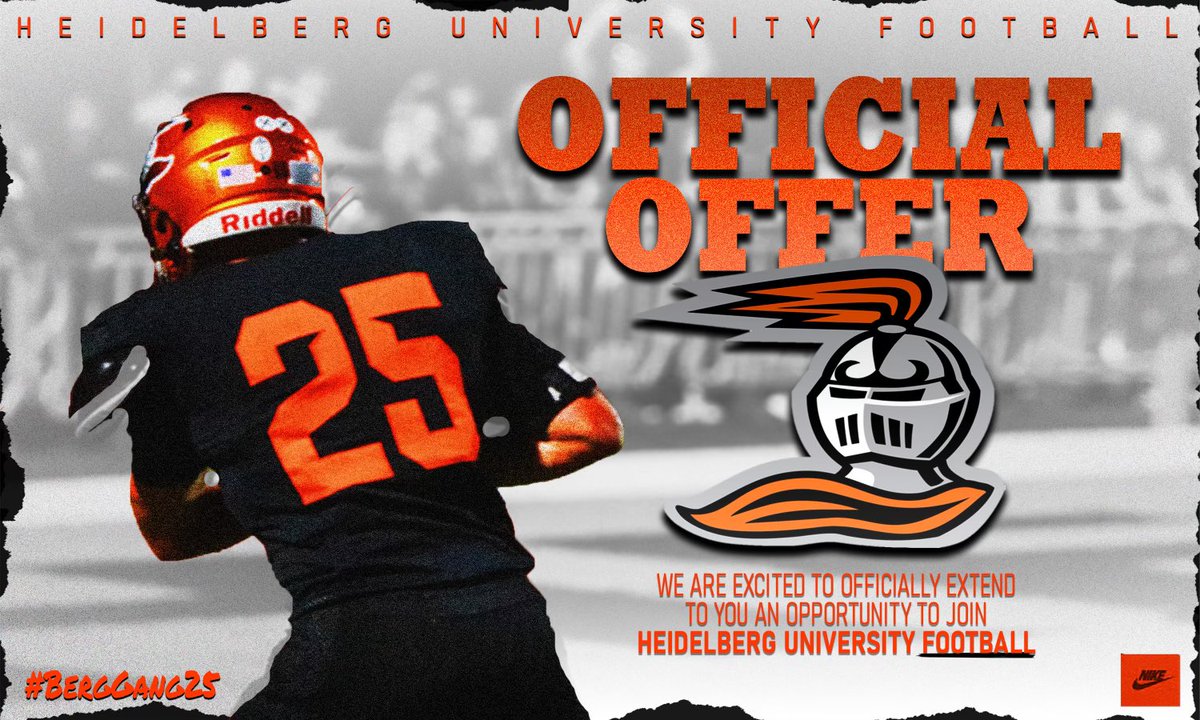 After a great visit with <a href="/BergFootball/">Heidelberg Football</a> I am blessed to receive an offer! 
<a href="/MBSeahawks_FB/">MB Football</a> <a href="/CoachTateSchorr/">Coach Schorr</a> <a href="/Coach_Donaldson/">Scott Donaldson</a> <a href="/coachjasonlewis/">Jason Lewis</a>