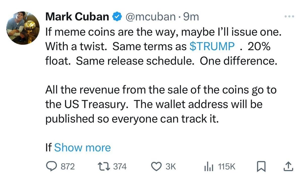 🔥 LATEST: Billionaire Mark Cuban is reportedly considering the launch of  his own meme coin.
