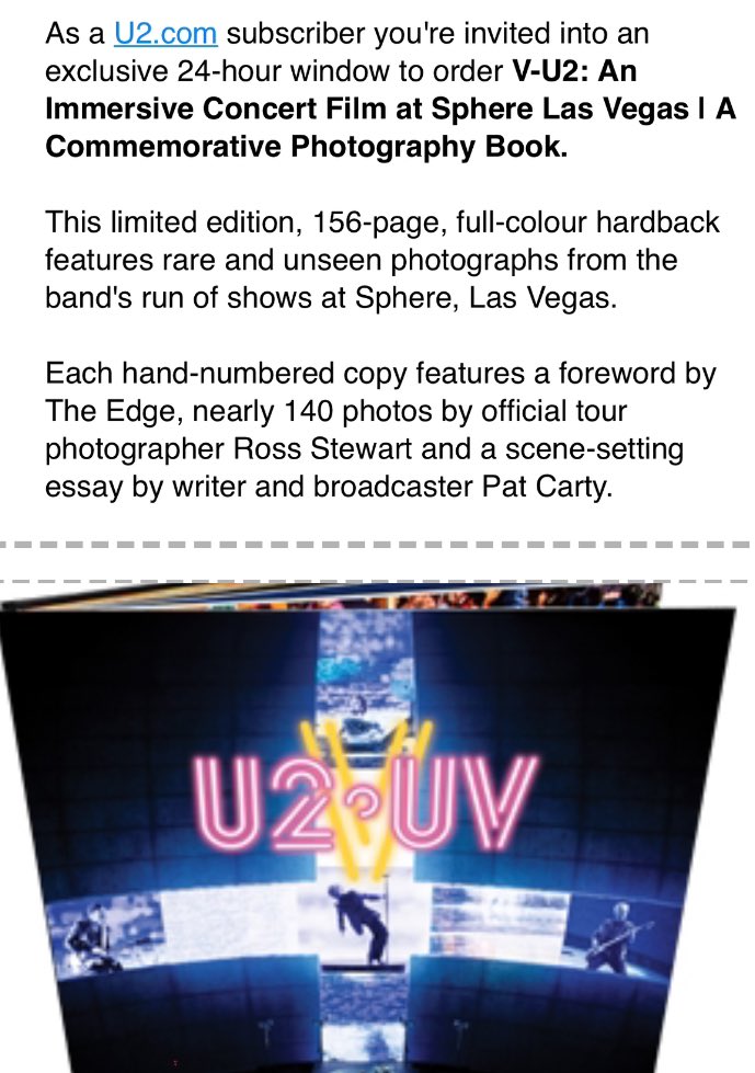 U2Community's tweet image. V-U2 - Limited Edition Photo Book | @U2.com #Subscriber Exclusive

Check your emails for this 24-hour only offer!