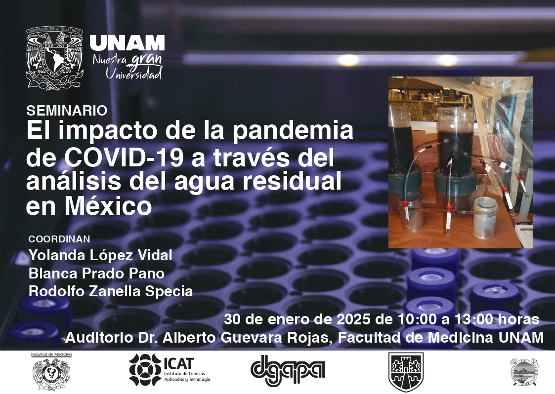 ICAT UNAM (@icatunam) on Twitter photo Asiste al #seminario:
"El impacto de la #pandemia de #COVID19 a través del análisis del #agua residual en #México" 
Coordinan: #ICATUNAM; <a href="/InstGeolUNAM/">Instituto de Geología, UNAM</a>; y <a href="/FacMedicinaUNAM/">FacultadMedicinaUNAM</a>.
🗓 Jueves 30 de enero, 2025
⏰10:00 h
📍Auditorio Alberto Guevara R., Facultad de Medicina, UNAM.
#UNAM Asiste al #seminario:
"El impacto de la #pandemia de #COVID19 a través del análisis del #agua residual en #México" 
Coordinan: #ICATUNAM; <a href="/InstGeolUNAM/">Instituto de Geología, UNAM</a>; y <a href="/FacMedicinaUNAM/">FacultadMedicinaUNAM</a>.
🗓 Jueves 30 de enero, 2025
⏰10:00 h
📍Auditorio Alberto Guevara R., Facultad de Medicina, UNAM.
#UNAM