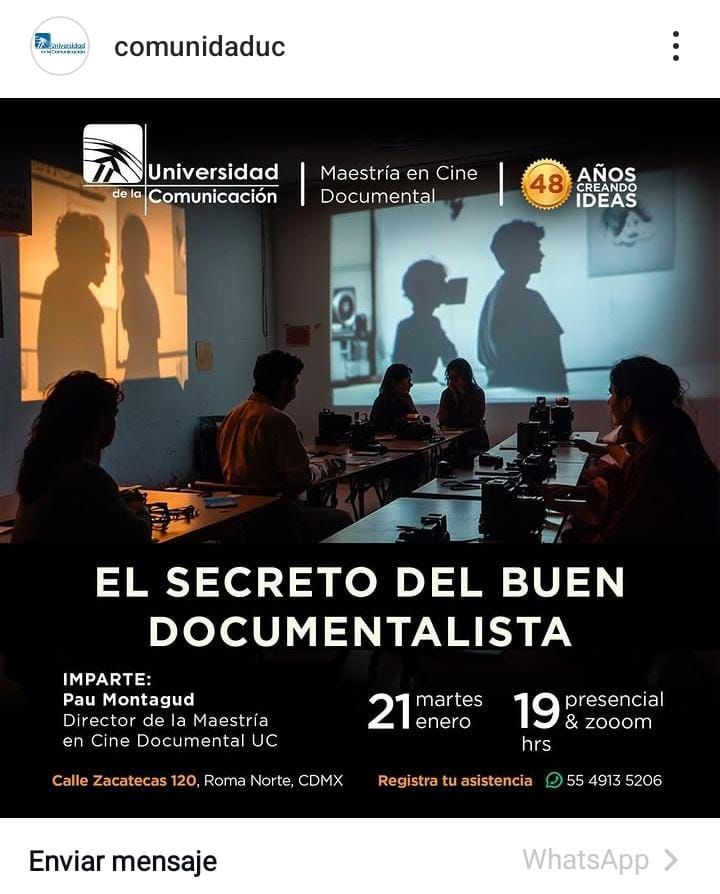 CineDocumental2's tweet photo. ¡No te lo pierdas! Asiste, mañana martes, a esta gran charla de nuestro Coordinador @PauMontagud  
Presencial y por zoom. Entrada libre
Martes 21 19Hrs
Se va a poner bueno https://t.co/vQakH3y0xM