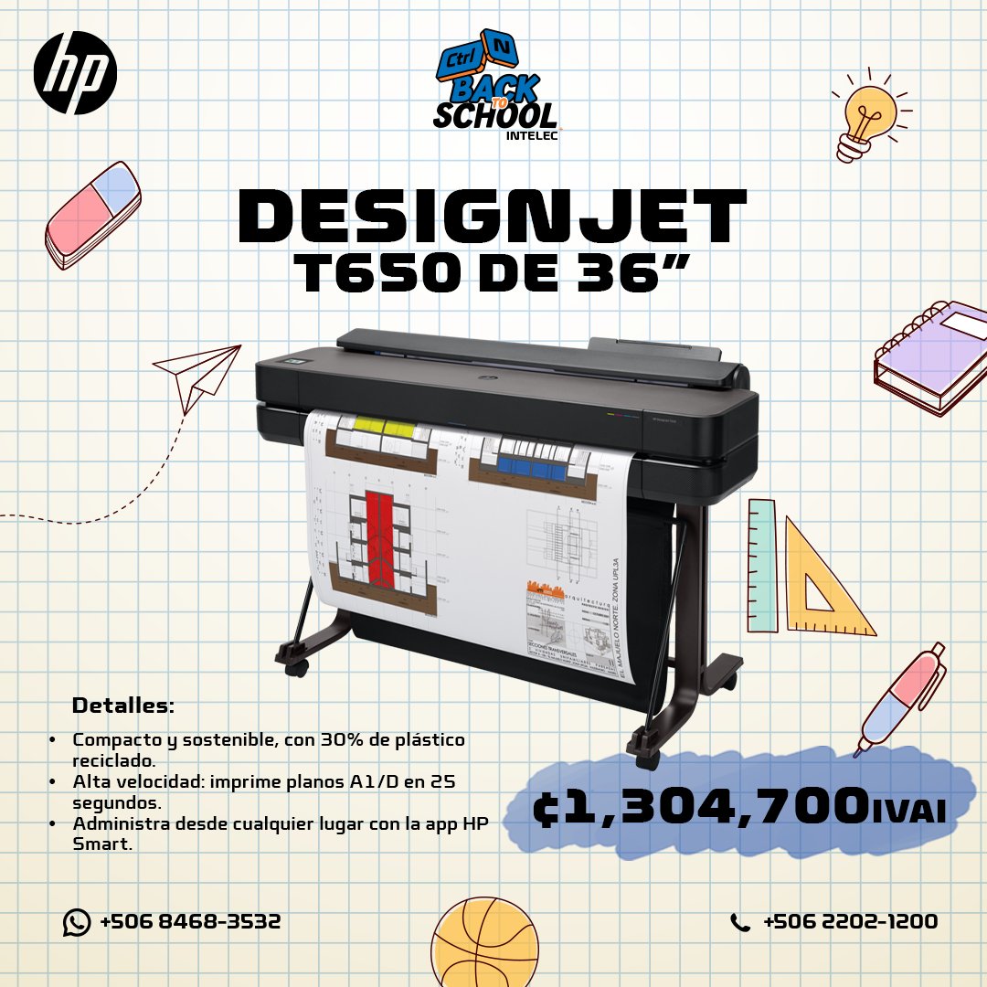 Intelec_CR's tweet image. ¡Imprime con precisión y rapidez! 🖨️ Epson SureColor T3170 (24&quot;) ₡599,000 y HP DesignJet T650 (36&quot;) ₡1,304,700. Perfectas para proyectos pro. Más info: +506 2202-1200 o WhatsApp +506 8468-3532. #EpsonSureColor #HPDesignJet #INTELECPlus