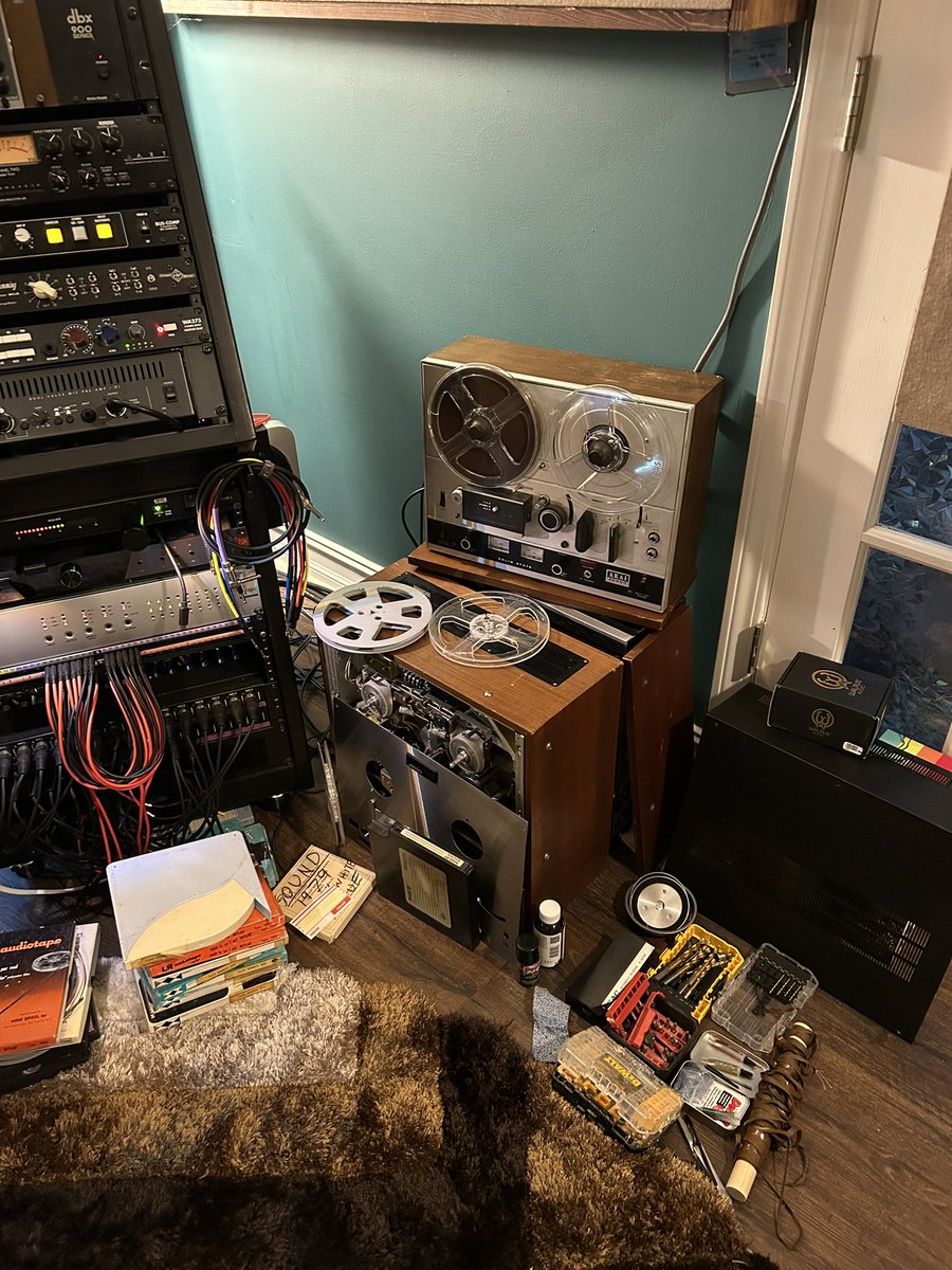 ZookyDavis's tweet photo. alright yeah, everything sounds better on analogue tape. drums are so crispy 🥵 also found some random tape recording of a french orchestra in 1969 playing clair de lune so that’s cool https://t.co/ekG7Vcoha8