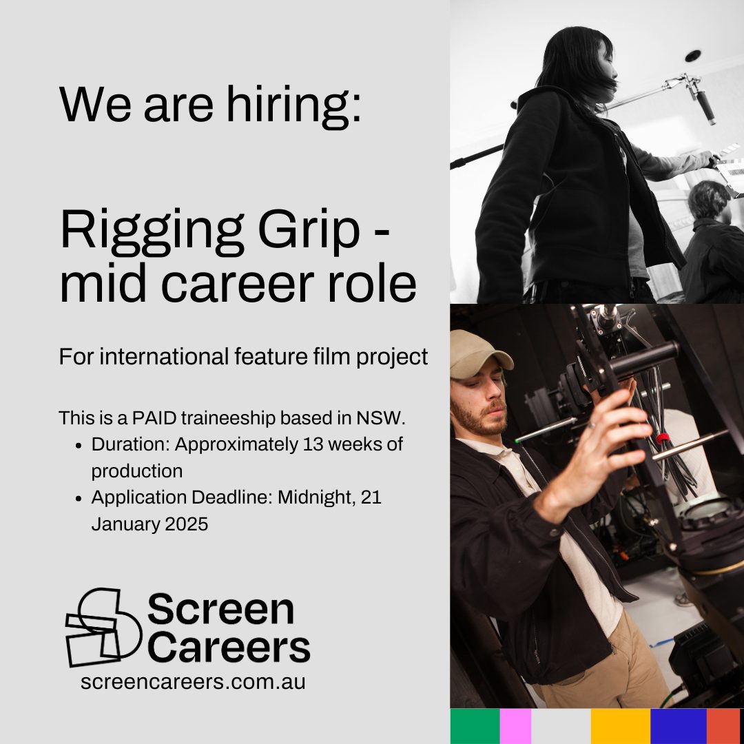 ScreenCanberra's tweet image. 🚨 Join a Major Streaming Service Film Production! 🚨
Screen Careers is calling for trainees to join the set of a high-profile feature film. Gain hands-on experience and an awesome credit to put on your CV. Hurry, applications close 12AM Tonight
🔗 Apply: loom.ly/iQQYFSs