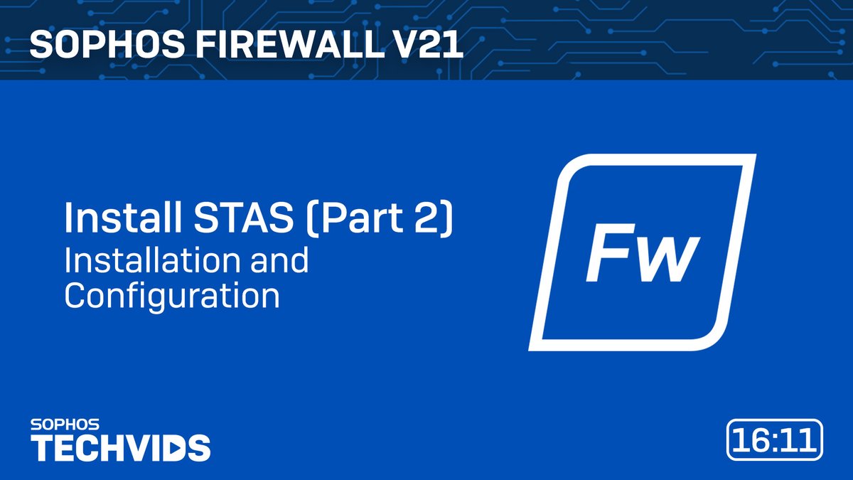 SophosSupport's tweet photo. Wondering how to install and configure #Sophos Transparent Authentication Suite (STAS) in your #SophosFirewall?

In Part 2 of this #Techvids series, Emmanuel from #SophosCommunity got you covered.

Watch here: https://t.co/Ri3wMP4iAs https://t.co/lMsLogFFFw