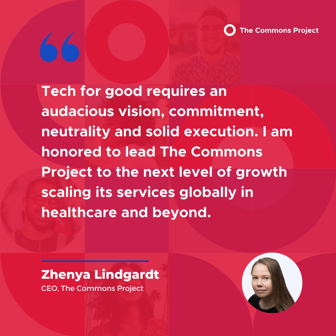 The Commons Project Foundation (@commons_prjct) on Twitter photo "Tech for good requires an audacious vision, commitment, neutrality and solid execution..."
-<a href="/zhenyalindgardt/">Zhenya Lindgardt</a>, CEO The Commons Project
Learn more about The Commons Project at thecommonsproject.org
#digitalhealth "Tech for good requires an audacious vision, commitment, neutrality and solid execution..."
-<a href="/zhenyalindgardt/">Zhenya Lindgardt</a>, CEO The Commons Project
Learn more about The Commons Project at thecommonsproject.org
#digitalhealth
