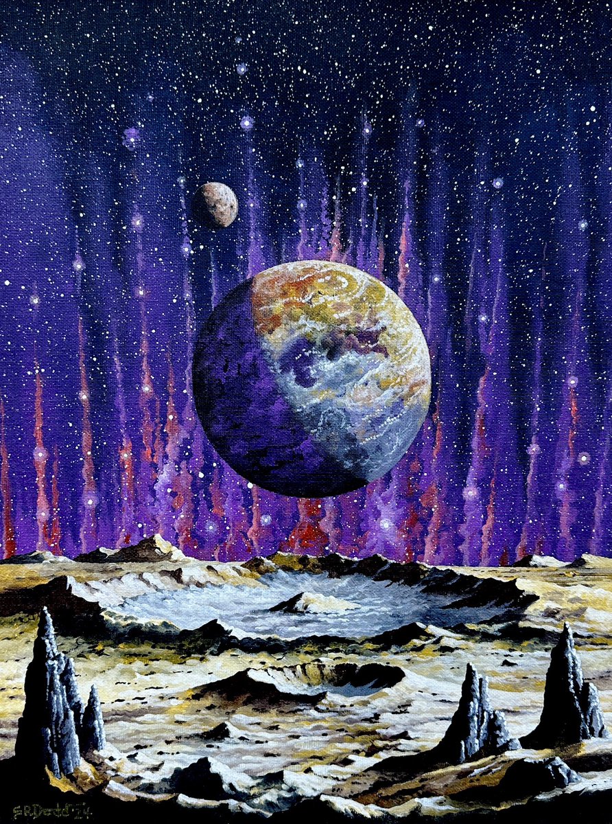 retroscifiart's tweet photo. Steve R Dodd ‘Exo-Planet’ (2024). Acrylics on canvas board https://t.co/TzHzm6WNFp