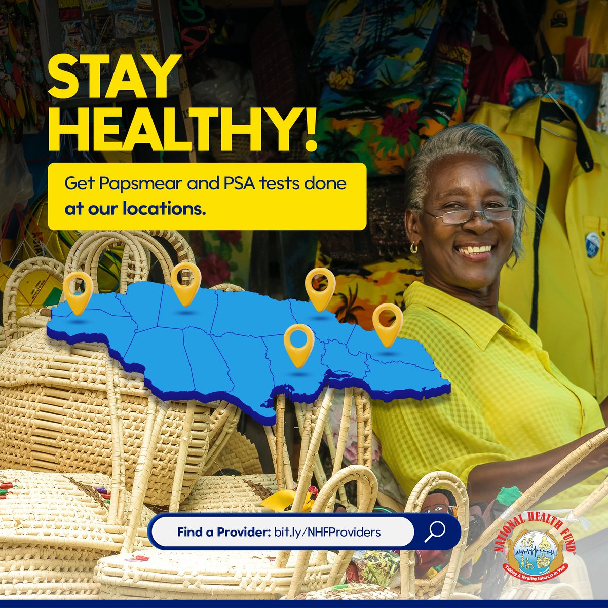 NHFJamaica's tweet image. Your health matters! 💪
Men 40-75: Get a PSA Test for early prostate cancer detection.
Women 21-64: Save $1300 on Pap Smears every 3 years with the NHFCard
Find a provider: bit.ly/NHFProviders
Apply now: nhf.org.jm/nhf-card/

#NHFCard #PSATest #PapSmear #CancerAwareness