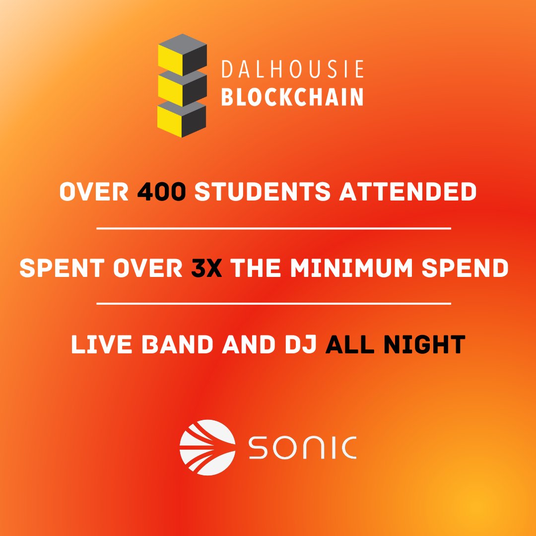 Dalhousie Blockchain Society (@dalbcs) on Twitter photo On Janurary 9th, the Dalhousie Blockchain Society Hosted our first large in person event.
The event was powered by Sonic and Sodas, an initiative from <a href="/SonicLabs/">Sonic Labs</a>
Massive thank you to the team who helped provide the resources to put on such an amazing event!
More details 👇 On Janurary 9th, the Dalhousie Blockchain Society Hosted our first large in person event.
The event was powered by Sonic and Sodas, an initiative from <a href="/SonicLabs/">Sonic Labs</a>
Massive thank you to the team who helped provide the resources to put on such an amazing event!
More details 👇