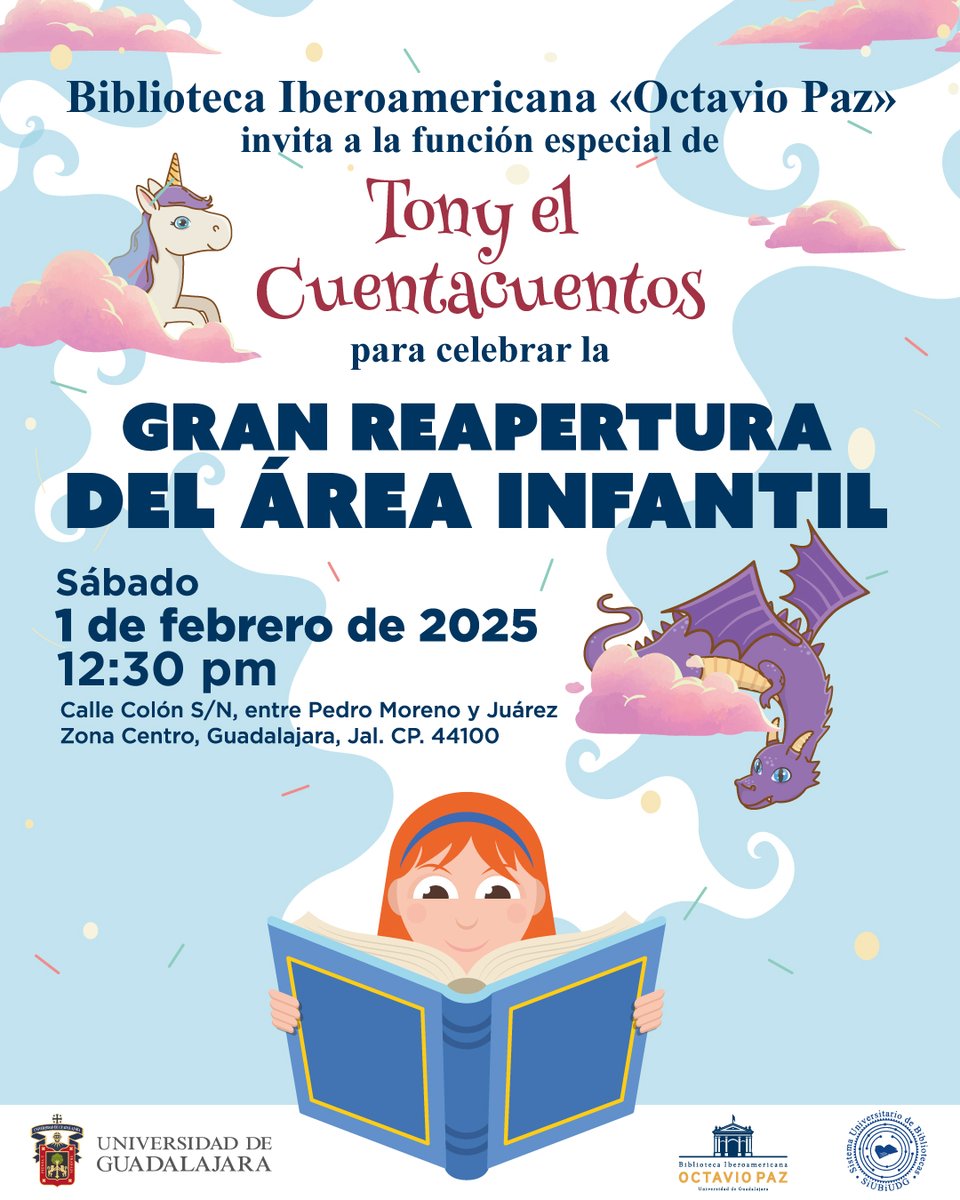 TENEMOS UNA EXCELENTE NOTICIA 📣📣📣

Acompáñanos a la función especial de Toni el cuentacuentos para reinaugurar el área infantil
Sábado 1 de febrero de 2025  a las 12:30 pm
Trae a tus pequeños a que participen.