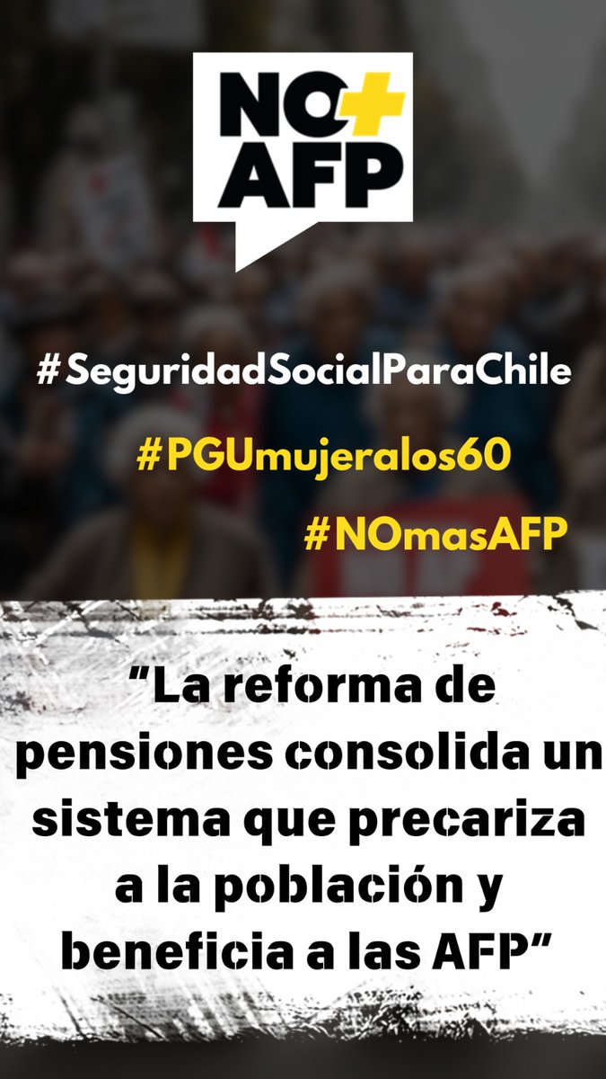 La NO Reforma fortalece las AFP, aumenta de 10% a 16% el flujo de dinero que administrarán. El mercado financiero dispondrá de más de 5 mil millones de dólares adicionales al año. ¿Reforma de pensiones para quién?

#NOmasGatoXLiebre
#NiUnPesoMasALasAFP
 #PGUmujerAlos60
 #NOmasAFP