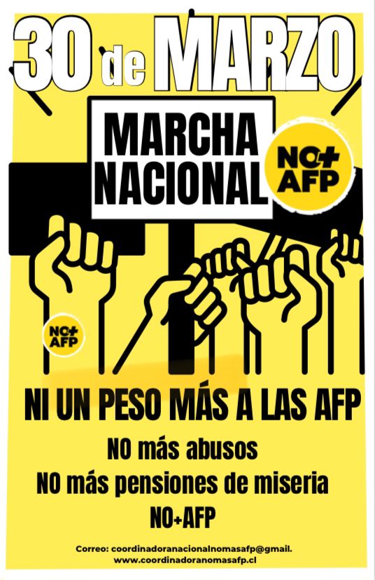 La reforma de pensiones del gobierno genera un aumento marginal de pensiones. Pero a las AFP le dará para empezar 4,5 puntos de cotización adicional y el 1,5 al cabo de 20 años. ¡Reforma de pensiones a pedir de boca de las AFP!
 
#NiUnPesoMasALasAFP
 #PGUmujerAlos60
 #NOmasAFP
