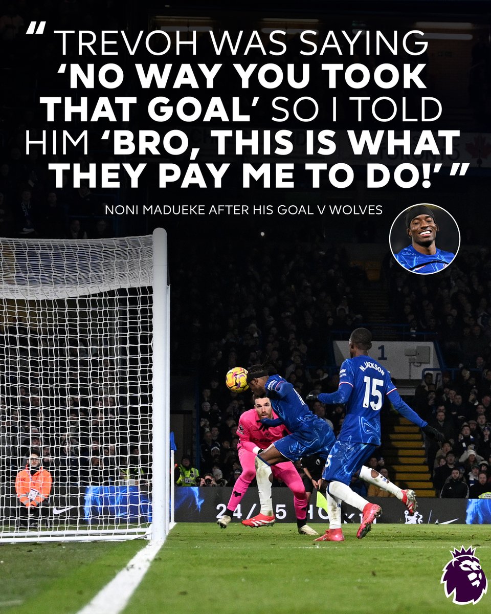 premierleague's tweet image. Noni Madueke made sure Trevoh Chalobah&apos;s header went over the line...😅

#CHEWOL