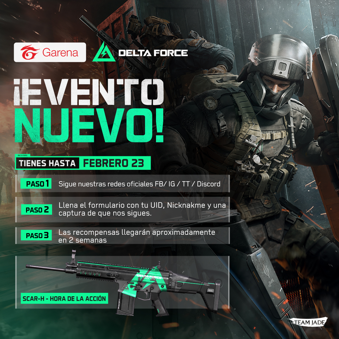 deltaforce_lat's tweet photo. ¡Obtén la SCAR-H - Hora de Acción!

Participa en nuestro nuevo Evento y obtén el aspecto completamente GRATIS!
👉 Llena el formulario, ¡no olvides mencionar a tus amigos para que puedan obtener el aspecto!

🔥 https://t.co/buPk3nfuhC

Tienes hasta el 23 de febrero. https://t.co/mU7Q9q136t