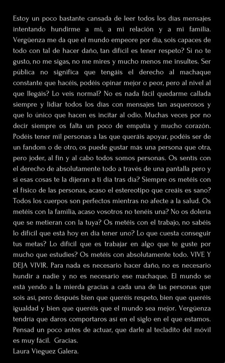 Saira_Moreno89's tweet photo. OJALÁ y cada un@ se aplicara esto. Cuanta verdad en un texto. Siéntete orgullosa de la mujer que eres y los valores que tienes, basta ya #Lauma #Lauratequeremos https://t.co/zNU7DxOLA0