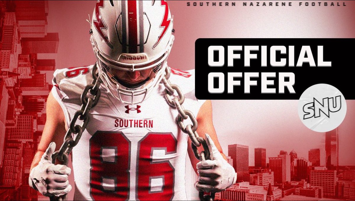 After an amazing visit <a href="/SNUFootball/">SNU Football</a> and Great Conversation wtih <a href="/CoachHowell14/">Jared Howell</a> I’m extremely blessed to receive a(n) Offer from Southern Nazarene University. 🔴⚪️ 
<a href="/seanasu2000/">Sean Cockrell</a> <a href="/CoachBishopVVHS/">Jay Bishop</a> <a href="/ValleyViewFB/">Blazer Football</a>