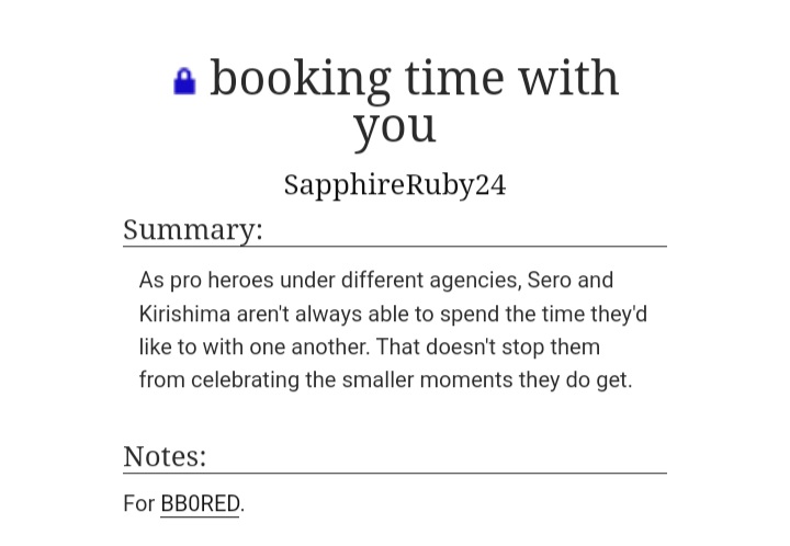 A Sero x Kirishima SFW pro-heroes fic written by the creative <a href="/SapphireRuby24/">Sapphire 🍉 | daisuga vampire au 📌</a> for <a href="/imtiredtobbored/">CEO lystiel/serokiri</a>! This fluffy fic has two boyfriends just trying to spend time together every chance they get! 

Read Here 🔗
archiveofourown.org/works/62327839

Thank you for donating! ❤️