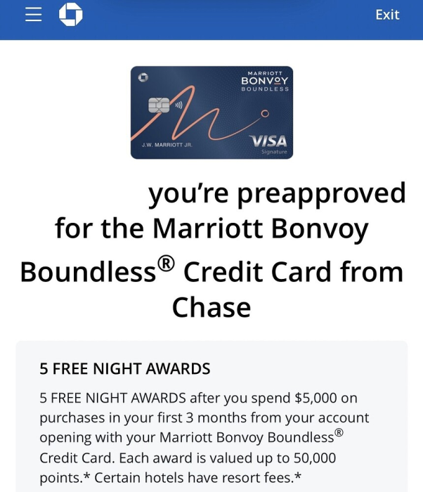 USCCStrategy's tweet image. #Chase #Marriott Boundless credit card 5x 50k FN #PreApproved offer (login required) 
secure.chase.com/web/oao/applic…