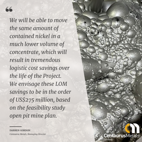 CentaurusMetals's tweet photo. Pilot plant test work has produced an outstanding 34% #highgrade #nickel concentrate, enhancing already strong project economics and improved product marketability to underpin ongoing strategic partnering and offtake discussions. https://t.co/E0HRDXyfao

$CTM #NickelConcentrate #JaguarProject #Brazil @CentaurusMetals