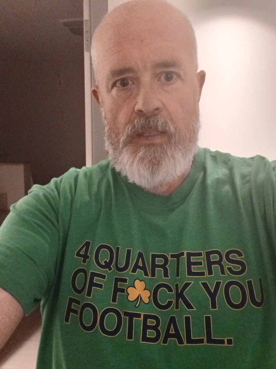 blugold76's tweet photo. Ok...3 for 3...gotta keep it going with my shirt from @obvious_shirts Definitely going to need 4 Quarters of F☘️ck You Football. Dear Lord Baby Jesus and Our Lady of Victory, pray for us! ☘️ #GoIrish #BeatBuckeyes https://t.co/R0GtHyzuvI