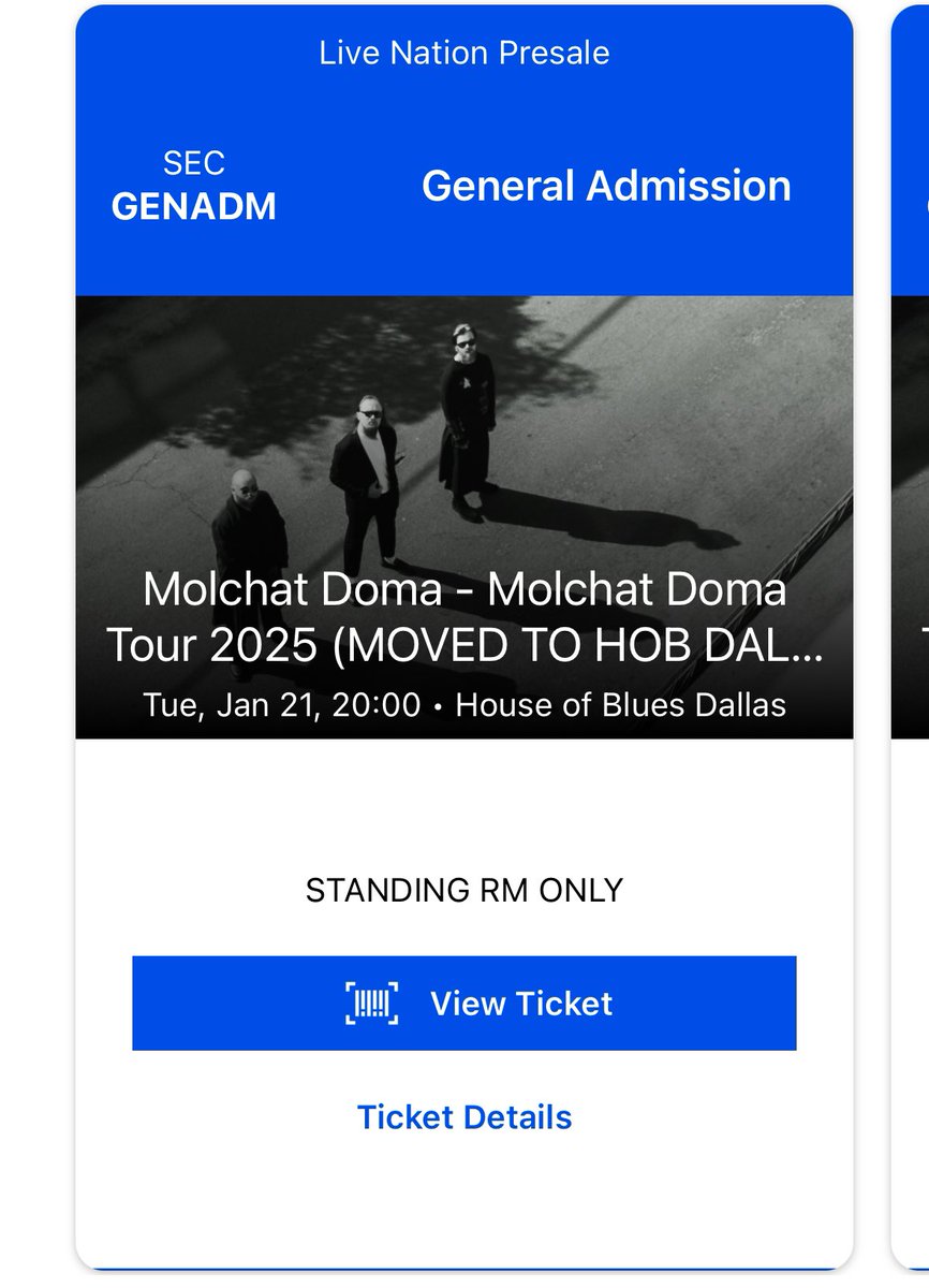 AmeliaLOrozco's tweet photo. Anyone interested in 2 general admission tickets to Molchat Doma tomorrow in Dallas? Upgraded to seats so I’m giving them away for free. https://t.co/IJt5e9I1at