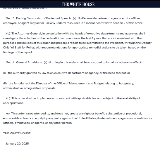 Victory! The dark age of government censorship of online speech is coming to an end with the Executive Order just signed by <a href="/realDonaldTrump/">Donald J. Trump</a>. Read it and weep <a href="/BarackObama/">Barack Obama</a> <a href="/JoeBiden/">Joe Biden</a> <a href="/BillGates/">Bill Gates</a> <a href="/HillaryClinton/">Hillary Clinton</a> <a href="/georgesoros/">George Soros</a>. You guys got on the wrong side of a sacred value.