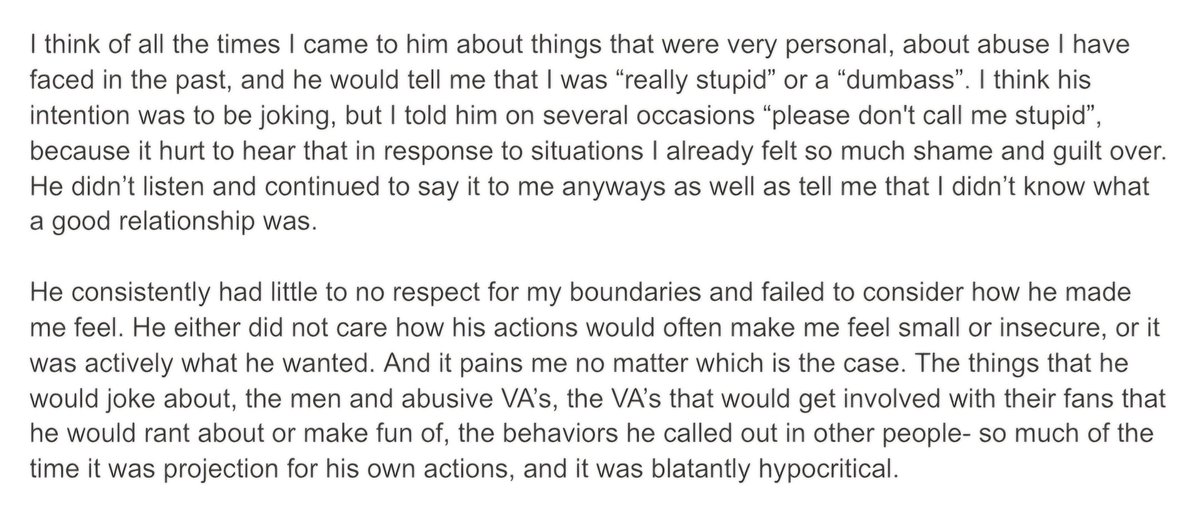 endr_ro's tweet photo. A continuation of my statement from yesterday. If he is messaging you or harassing you, I encourage you to block him. I don't want anyone to be alone, and I don't want everything to be swept under the rug https://t.co/q3U3LwZcUR