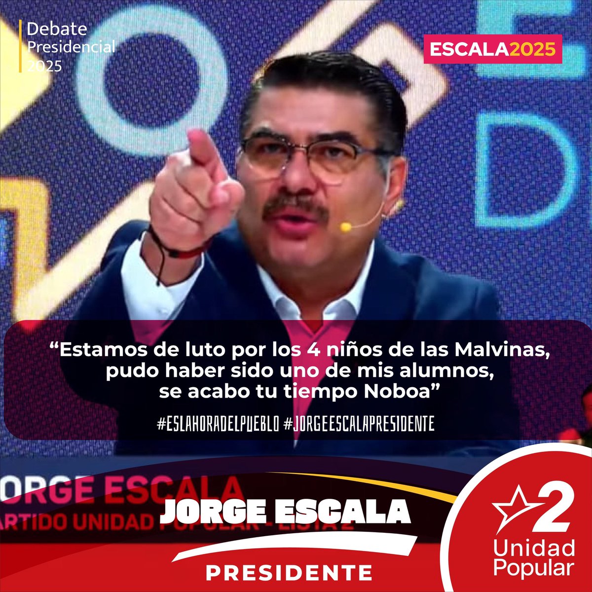 El profe <a href="/EscalaJorge/">Jorge Escala</a> fue el único en: 

- Aclarar que nuestros niños merecen estar en las escuelas y no presas del microtráfico.
- Exigir a #Noboa que pague sus deudas al SRI. 

El profe le tomó la lección al evasor. 

El tiempo de Daniel se acaba porque #EsLaHoraDelPueblo.