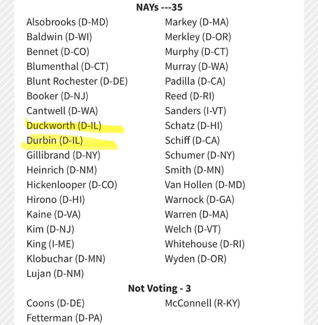 GodPricker's tweet photo. Proud of our 2 Illinois Senators!
Duckworth and Durbin voted to protect our precious migrants!
They lost, but they will stand for our people no matter the cost. https://t.co/w5PRHdJTbV