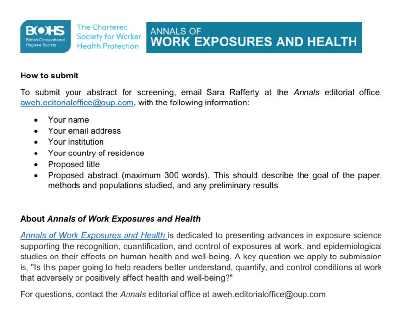 📢 Submit your work for the Special Issue: “Climate Change, Worker Exposure, and Health in the Global South” in the Annals of Work Exposure and Health. Deadline of submission is on 31st Jan 2025.