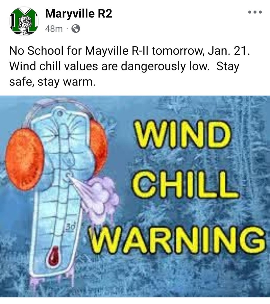No school Tuesday, January 21, 2025 for Maryville R-II!