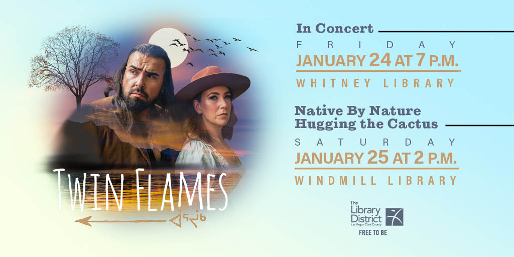 Four-time Canadian Folk Music Award winners, <a href="/twinflamesband/">Twin Flames</a> bring their perfect blend of music, comedy, &amp; thought-provoking storytelling to the Library District on January 24 &amp; 25 with two special performances! 🎶🎤📖 

Details: bit.ly/40idNWZ #FreeToBeCaptivated