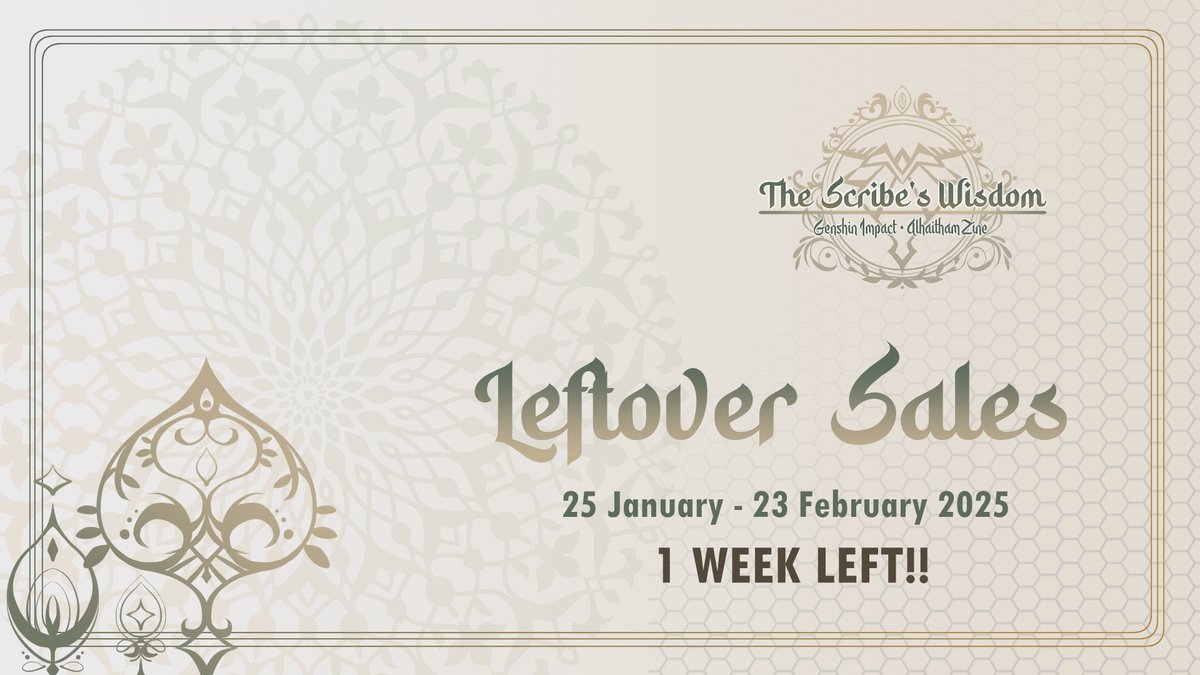 🌿 1 WEEK left of Leftover Sales 🌿

"It's almost time I go out again. Hm? Did you need something from me?"

Yes, tell him you want all the Alhaitham merch in our store! Place your orders before the end of Feb. 23 or before they run out!!

💚 Shop here! alhaithamzine.bigcartel.com
