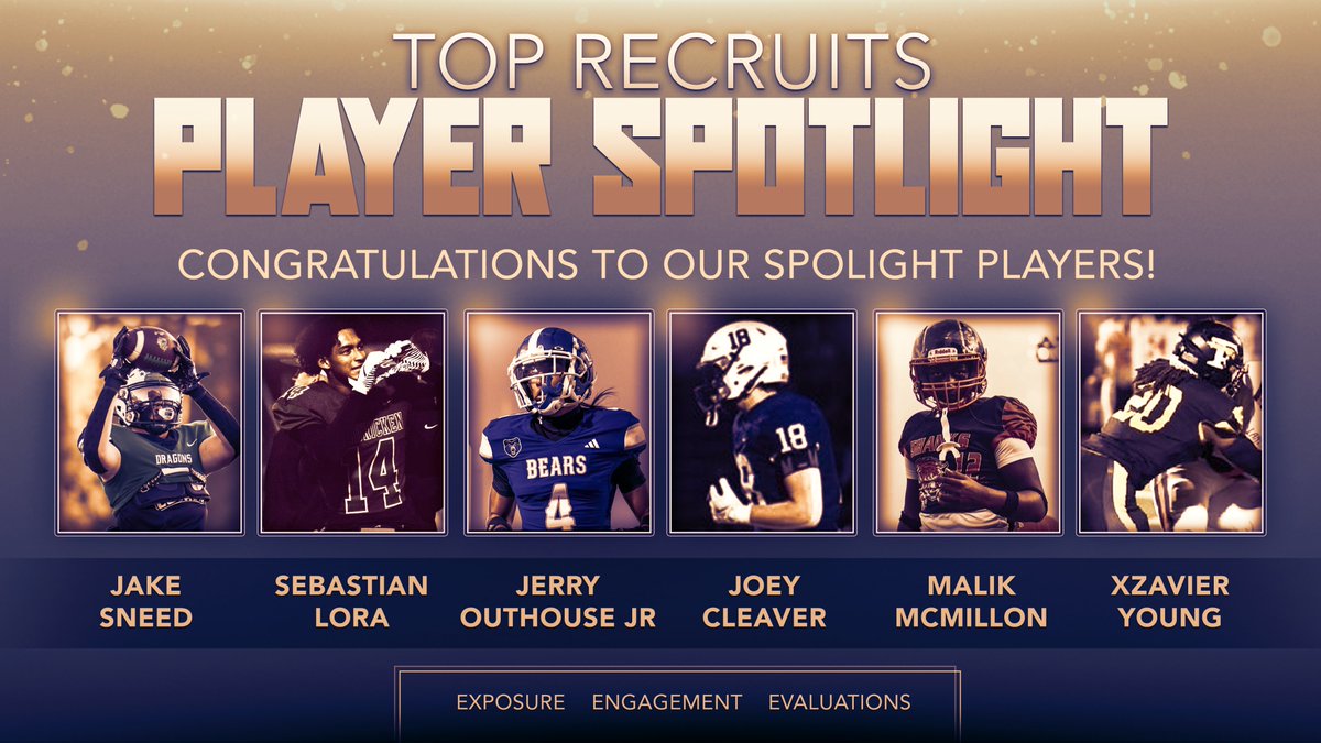 Top Recruits (@toprecruits_fb) on Twitter photo 💥Congrats to our TOP RECRUITS Spotlight Players💥
🏈 Top Recruits:
-> <a href="/JakeSneed2027/">Jake Sneed 6’6 TE</a>
-> <a href="/sebastian_lora2/">Sebastian.Lora2</a>
-> <a href="/J_OuthouseJr4/">Jerry Outhouse Jr.</a>
-> <a href="/Joey_cleaver12/">Joey Cleaver ‘26 LB</a>
-> <a href="/Malik_McMillon_/">Malik McMillon</a>
-> <a href="/XzaiY15/">Xzavier Young *OLB 2026</a>
⚡️Top Recruits Spotlight Recruiting Exposure 💥Congrats to our TOP RECRUITS Spotlight Players💥
🏈 Top Recruits:
-> <a href="/JakeSneed2027/">Jake Sneed 6’6 TE</a>
-> <a href="/sebastian_lora2/">Sebastian.Lora2</a>
-> <a href="/J_OuthouseJr4/">Jerry Outhouse Jr.</a>
-> <a href="/Joey_cleaver12/">Joey Cleaver ‘26 LB</a>
-> <a href="/Malik_McMillon_/">Malik McMillon</a>
-> <a href="/XzaiY15/">Xzavier Young *OLB 2026</a>
⚡️Top Recruits Spotlight Recruiting Exposure