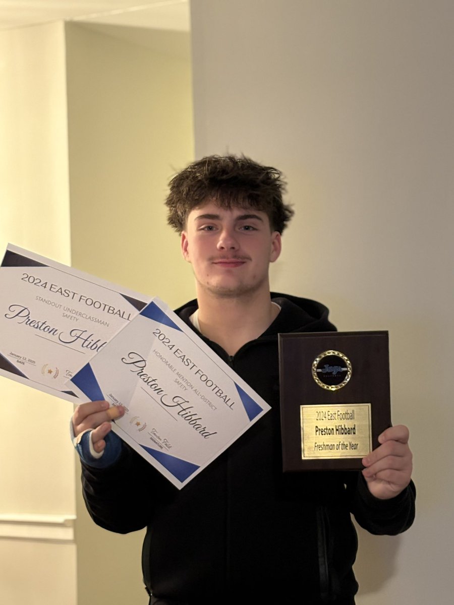 Excited to receive Freshman of the Year, Standout underclassman safety, and All-District honorable mention. Looking forward to the offseason and building the program