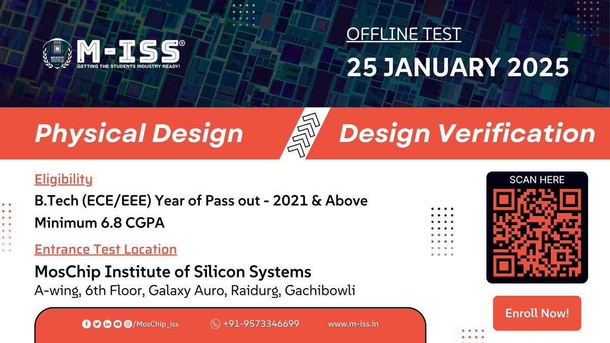 Kickstart Your VLSI Career with M-ISS!
Specialized Training in Analog Layout, Physical Design &amp; Design Verification
📅 Offline Entrance Test: January 25, 2025
Take the first step toward becoming a VLSI design expert.
Register now - m-iss.in/course/entranc… x.com/messages/compo…