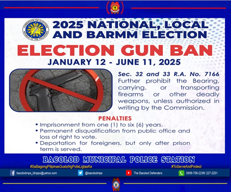 bacolodmps's tweet photo. ELECTION GUN BAN https://t.co/qt1r8Hp36z