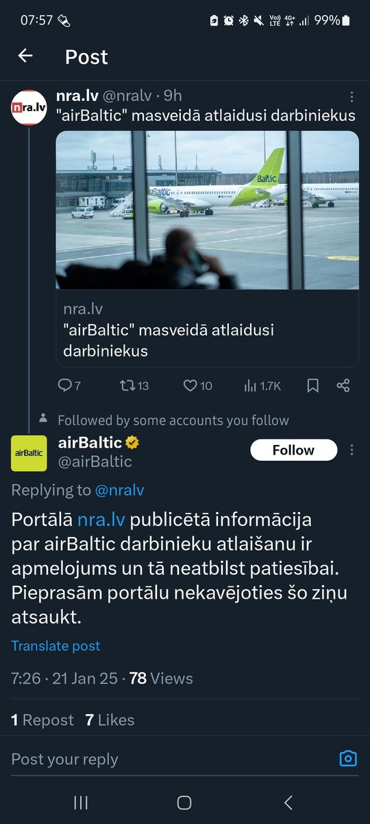 Es dikti ieteiktu visiem, kas pēdējo dienu NRA vēstis par airBaltic ņem nopietni, atcerēties, kam pieder šis portāls, un kā interesēs ir melot.