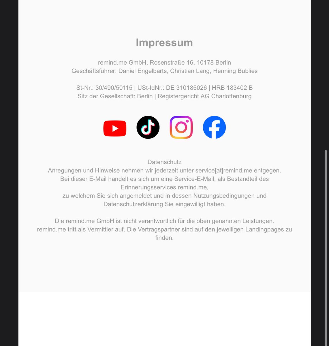 Newsletter, die man nur per Mail abmelden kann. Weiß man da genaueres? Auf der Homepage keinerlei Buttons zur Kontolöschung, in der Mail kein Button zur Abmeldung. Dachte das wäre nicht mehr erlaubt? #remindme