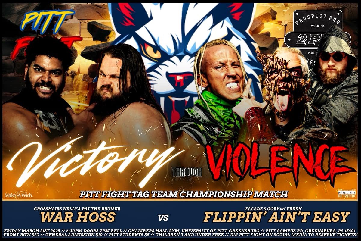 HUGE TAG TEAM TITLE MATCH ANNOUNCED!

Will War Hoss’s brute strength keep them on top, or will the high-flying offense of Flippin’ Ain’t Easy crown new champions?