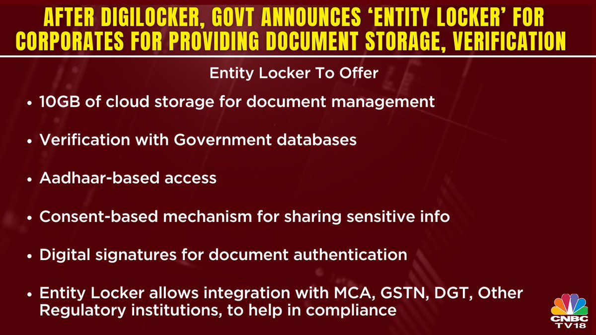 1_Kunal_1's tweet image. #NewsFlash | After #Digilocker,

Government announces &apos;Entity Locker&apos; for corporates for providing document storage, verification

#EntityLocker