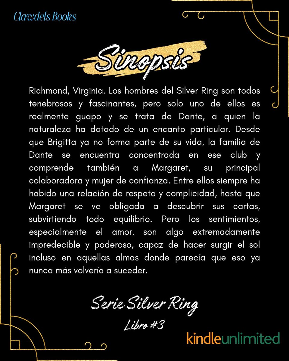 ConfidentesDL's tweet photo. 🇨‌🇴‌🇱‌🇦‌🇧‌🇴‌🇷‌🇦‌🇨‌🇮‌🇴‌́🇳‌
📚𝙇𝙞𝙗𝙧𝙤: El Guapo del Silver Ring
👤𝘼𝙪𝙩𝙤𝙧𝙖:  Gwendole Hope 
📲𝙋𝙡𝙖𝙩𝙖𝙛𝙤𝙧𝙢𝙖: Amazon Kindle 

Libro 3, serie Silver Ring https://t.co/XqYUNR7AiS