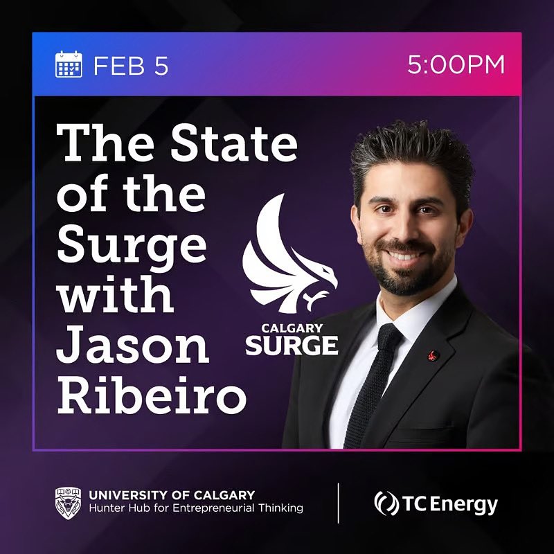 Jason Ribeiro, Ph.D. (@jason_ribeiro) on Twitter photo Happy to be returning home to <a href="/UCalgary/">U Calgary</a> & <a href="/HunterHubYYC/">Hunter Hub @ UCalgary</a> to share stories and insights from our 2nd Annual State of the Surge Impact Report.
DATE: Wed Feb 5th
DOORS & NETWORKING: 5-6pm
SPEAKING & PRIZES (including complimentary <a href="/CalgarySurge/">Calgary Surge</a> hats for ALL attendees🧢): 6-7:30pm Happy to be returning home to <a href="/UCalgary/">U Calgary</a> & <a href="/HunterHubYYC/">Hunter Hub @ UCalgary</a> to share stories and insights from our 2nd Annual State of the Surge Impact Report.
DATE: Wed Feb 5th
DOORS & NETWORKING: 5-6pm
SPEAKING & PRIZES (including complimentary <a href="/CalgarySurge/">Calgary Surge</a> hats for ALL attendees🧢): 6-7:30pm