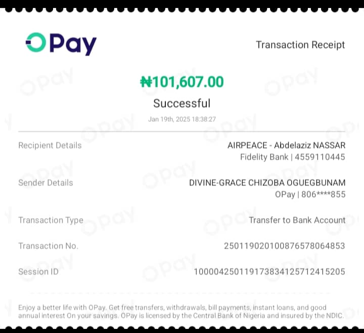 divaliciousat13's tweet photo. @flyairpeace @Naija_PR First and second payment 
First payment 101,607 which I'm seeking refund for, while the second payment of 102,000 was the on accepted for the flight. https://t.co/W8rt1UNkSD