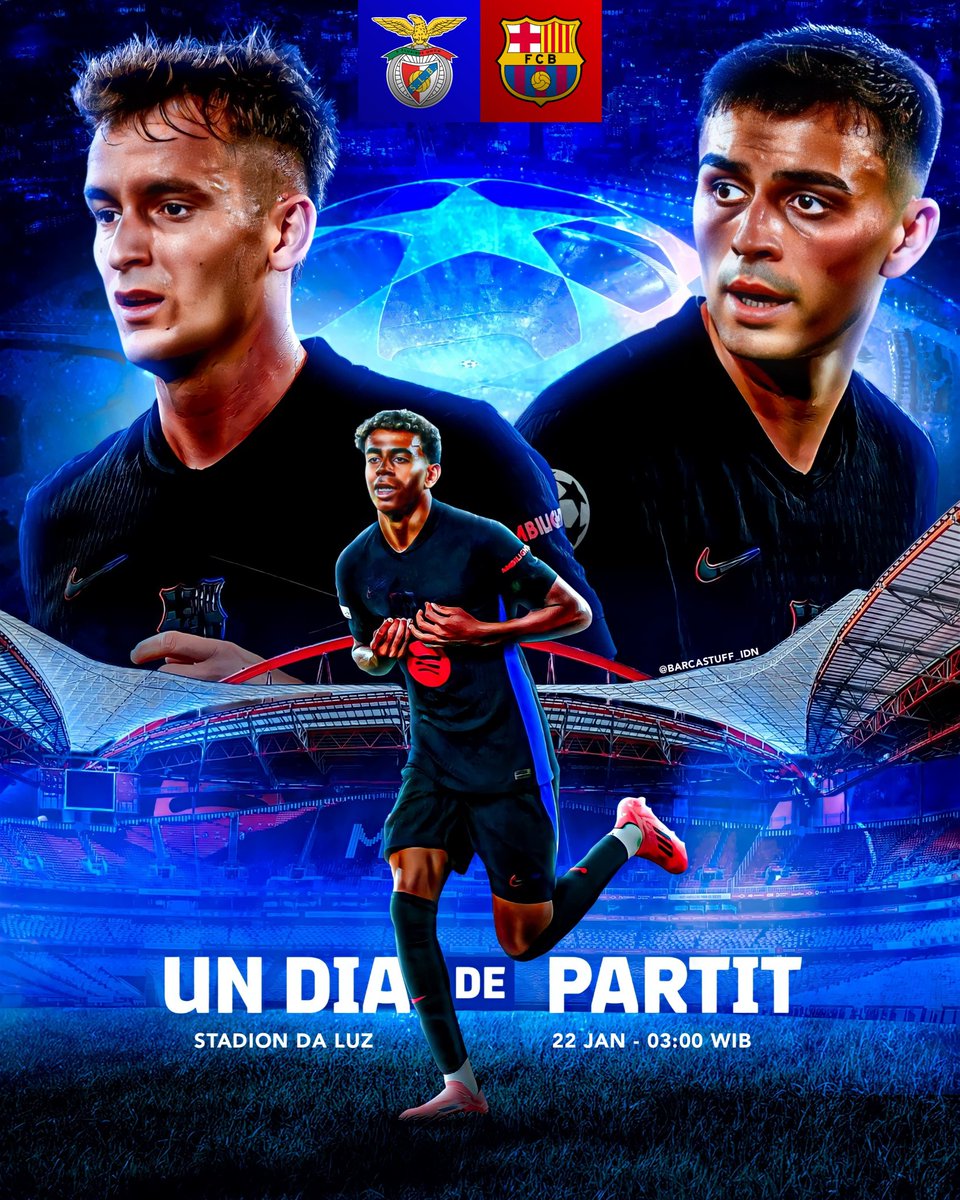 MATCH DAY!

🚩 Liga Champions Match Day 7
⚽ Benfica vs Barcelona
📅 Rabu, 22 Januari 2025
🕒 Pkl. 03:00 WIB
🏟 Estadio da Luz
📺 Live BeIN Sport / Streaming

#ViscaBarca